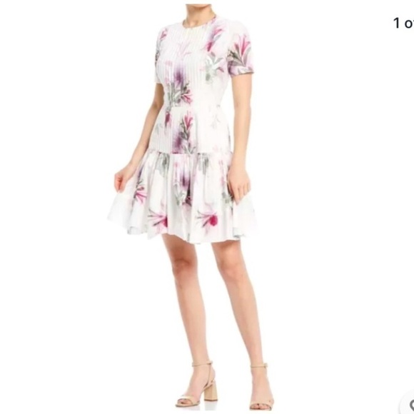 ANTONIO MELANI Debra Floral Print Pleated Dress - Picture 1 of 5